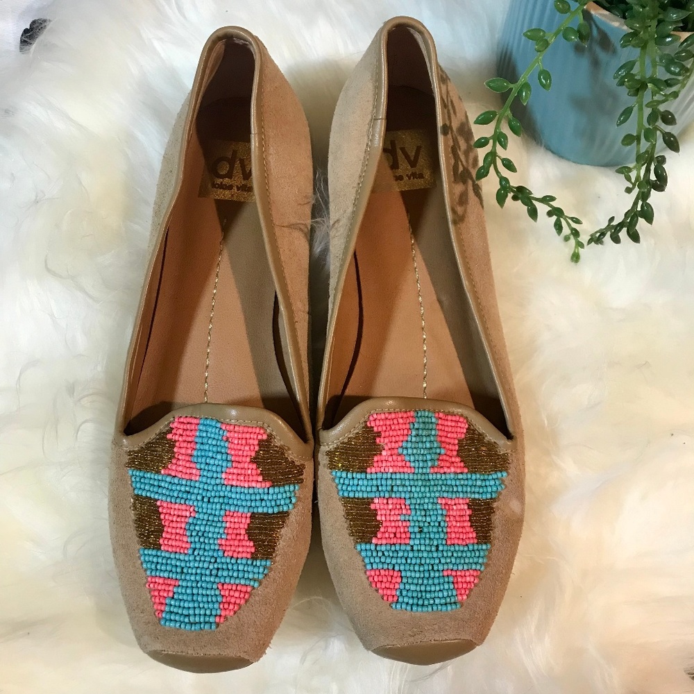 Dolce Vita Oak Beaded Loafers Flats Sz 8 Turquoise